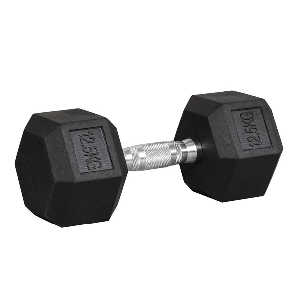 12.5kg Single Rubber Hex Dumbbell, Portable Hand Weight for Home Gym Workout & Fitness Training