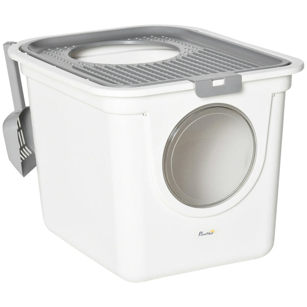 Enclosed Cat Litter Tray with Front Entrance, Top Exit and Scoop