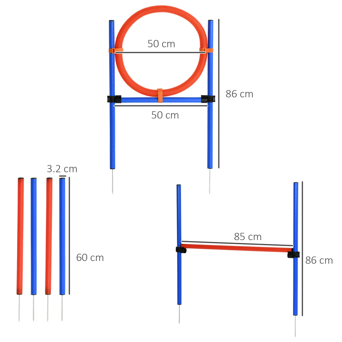 Outdoor Dog Agility Set with Jump, Hoop and Turnstile Poles