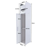 Slim White PVC Bathroom Storage Cabinet 4 Tier | Waterproof Tall Toilet Paper and Toiletry Shelf 16x16x81cm