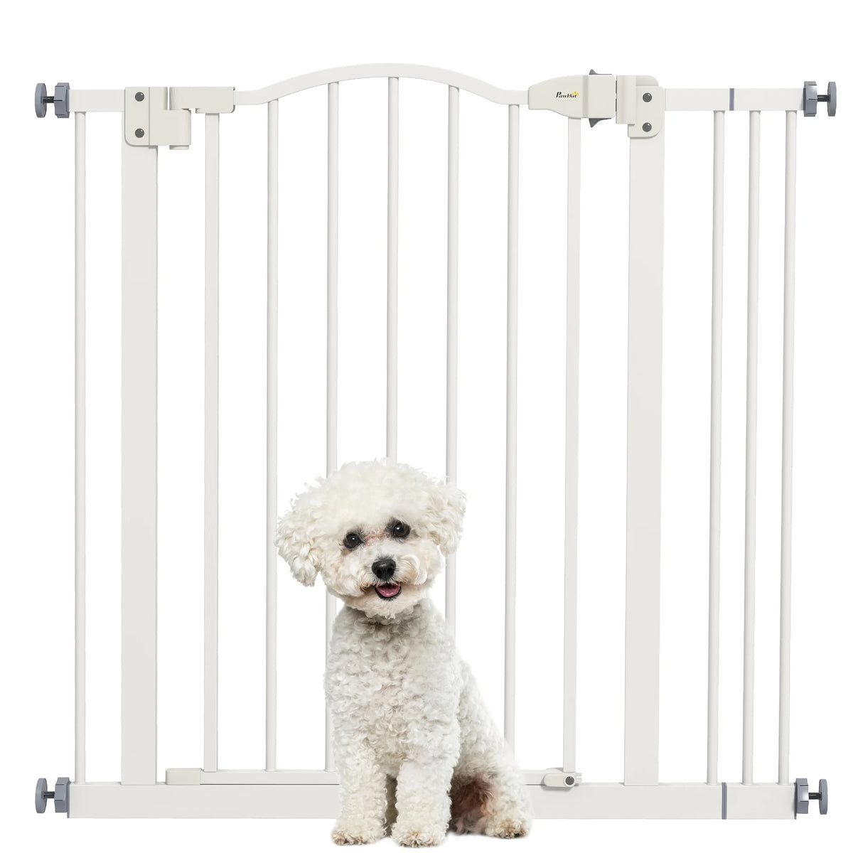Adjustable Metal Pet Gate Safety Barrier with Auto-Close Door, White