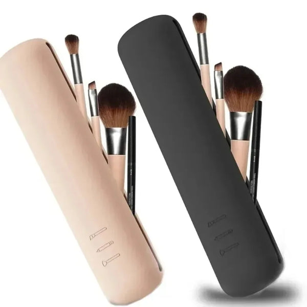 Travel Makeup Brush Organiser 20x5x3cm Waterproof Silicone Case Fits Full Size Brushes and Sponges