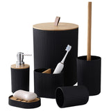 6 Piece Bathroom Accessories Set Black Toilet Brush Soap Dispenser Trash Can Holder Set