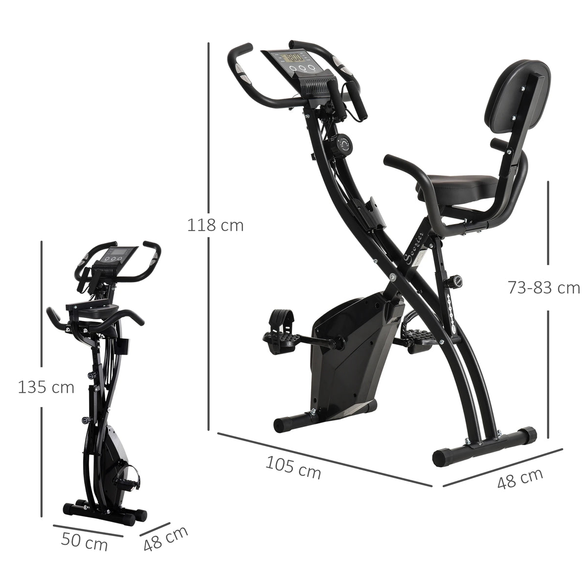 2-in-1 Folding Exercise Bike with 8-Level Magnetic Resistance and Arm Resistance Bands