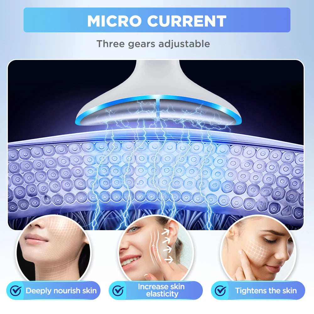 Microcurrent Neck Face Massager EMS LED Skin Tightening Lifting Device