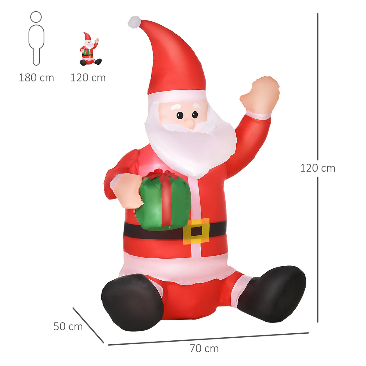 4ft LED Lighted Inflatable Santa Claus w/ Gift Box Christmas Decoration Outdoor
