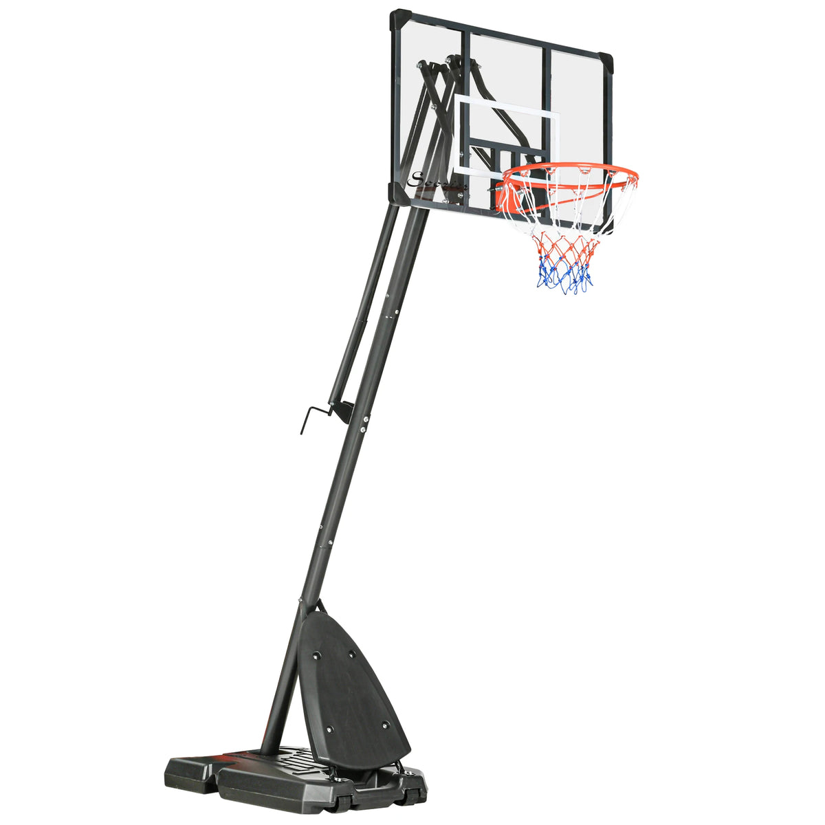 Basketball Hoop Outdoor, Height Adjustable, Weighted Base, Portable, Wheels, 2.4-2.9m, Black