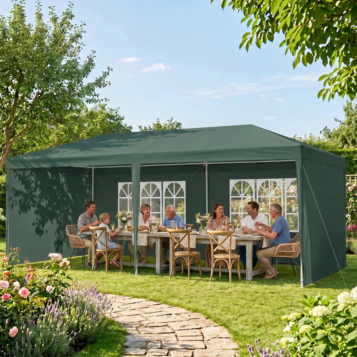6 x 3m Garden Party Gazebo Marquee with Windows