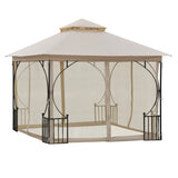 3 x 3m Garden Gazebo Party Tent with Double Tier Roof Mesh Curtains Ground Stakes and Metal Frame for Outdoor Events
