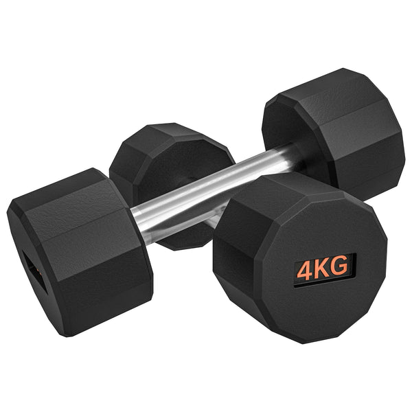 Dumbbells Set, Hand Weights Pair with 12-Sided Shape and Non-Slip Grip for Men Women Home Gym Workout, 2 x 4kg