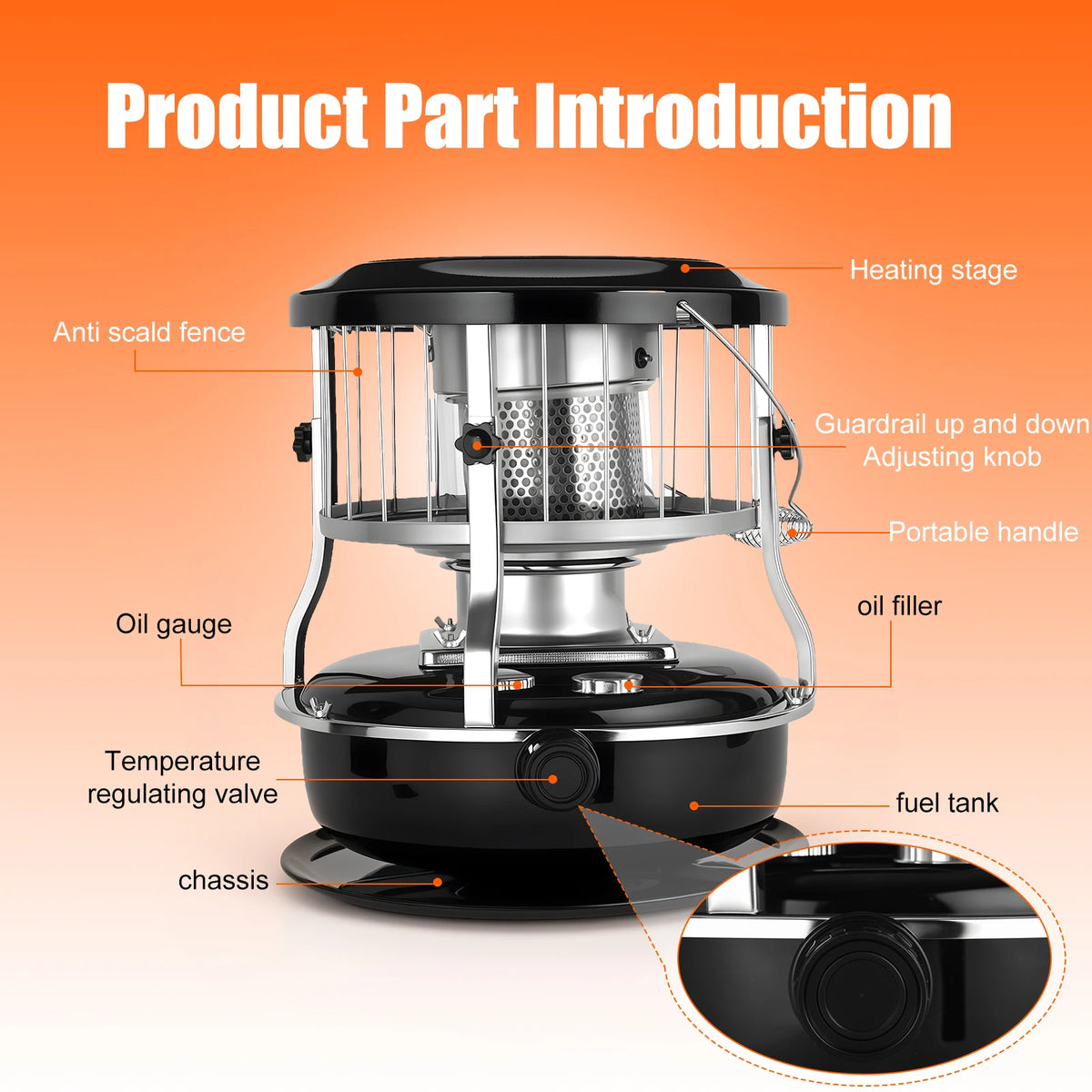 Portable Paraffin Heater and Stove, 9,000 BTU with 4.5L Tank