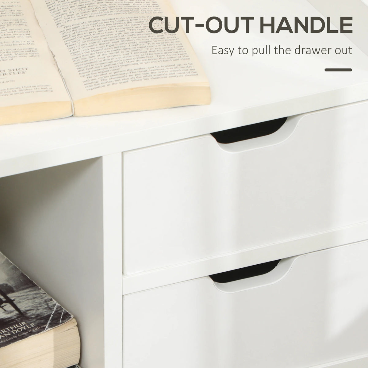 Bedside Table with 2 Drawers and Open Storage Shelves 54cm Tall Rectangular Nightstand for Bedroom