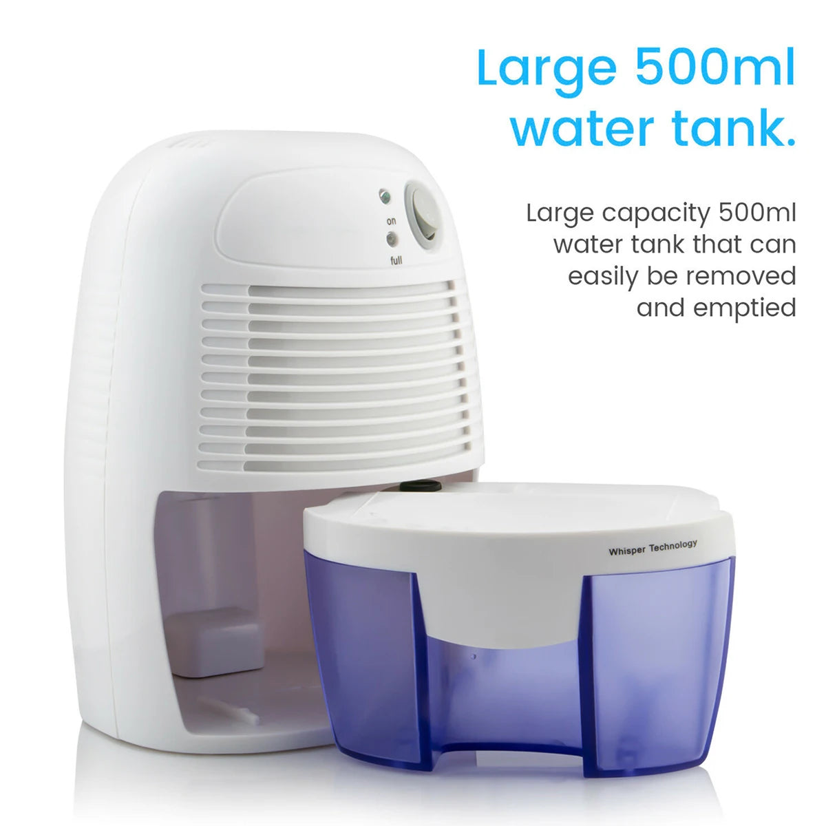 Mini Electric Dehumidifier with 500ml Tank, Quiet Moisture Absorber for Small Rooms
