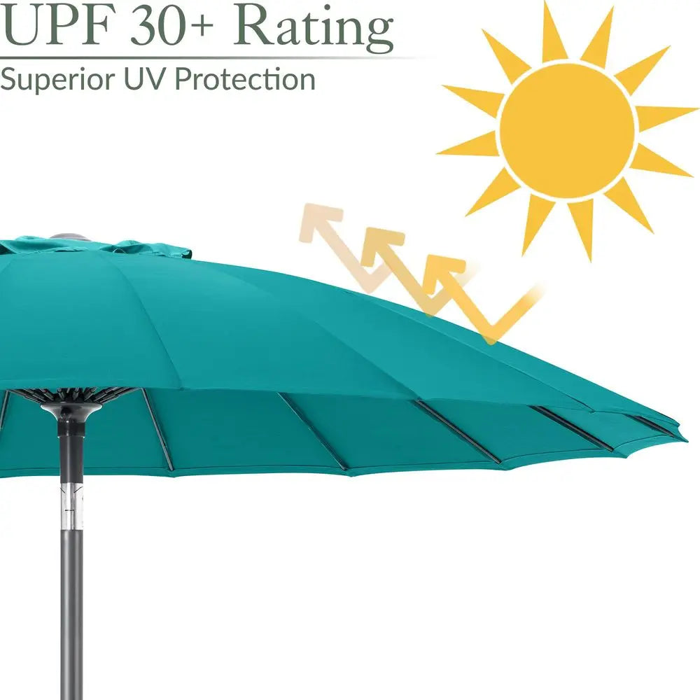 2m Shanghai-Style Tilting Garden Parasol with Crank Handle, Turquoise