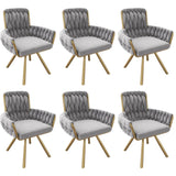 Grey Velvet Swivel Dining Chair Set of 2 4 or 6 with Armrests | 360° Luxury Leisure Chair with Metal Legs