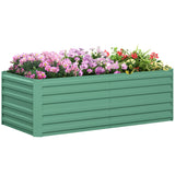 Galvanised Steel Raised Garden Bed 180x90x59cm Multi-Reinforced Rods Outdoor Planter for Veg Herbs Flowers Light Green