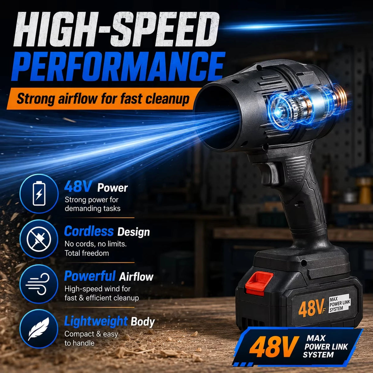 Cordless Jet Blower with 2 Batteries and Charger, Handheld Turbo Air Duster for Car Cleaning
