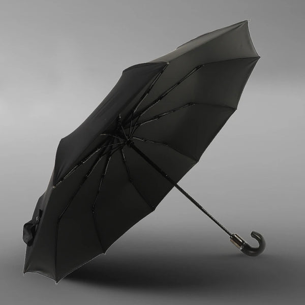 Automatic Folding Travel Umbrella, Windproof Compact Rain Umbrella, Black