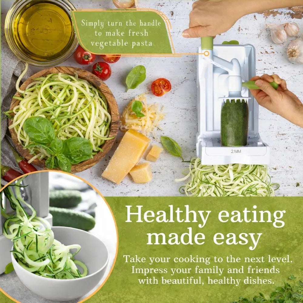 7-Blade Vegetable Spiralizer with Container and Suction Cup | Zucchini Noodle Maker for Low Carb Vegan Meals