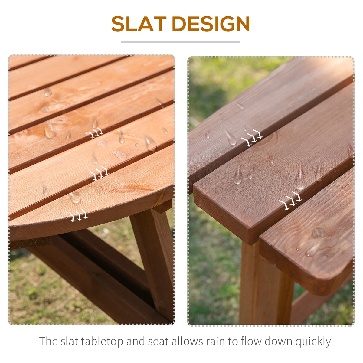 8 Seater Wooden Picnic Table and Bench Set Circular with 4 Benches Parasol Hole Fir Wood 227kg Capacity