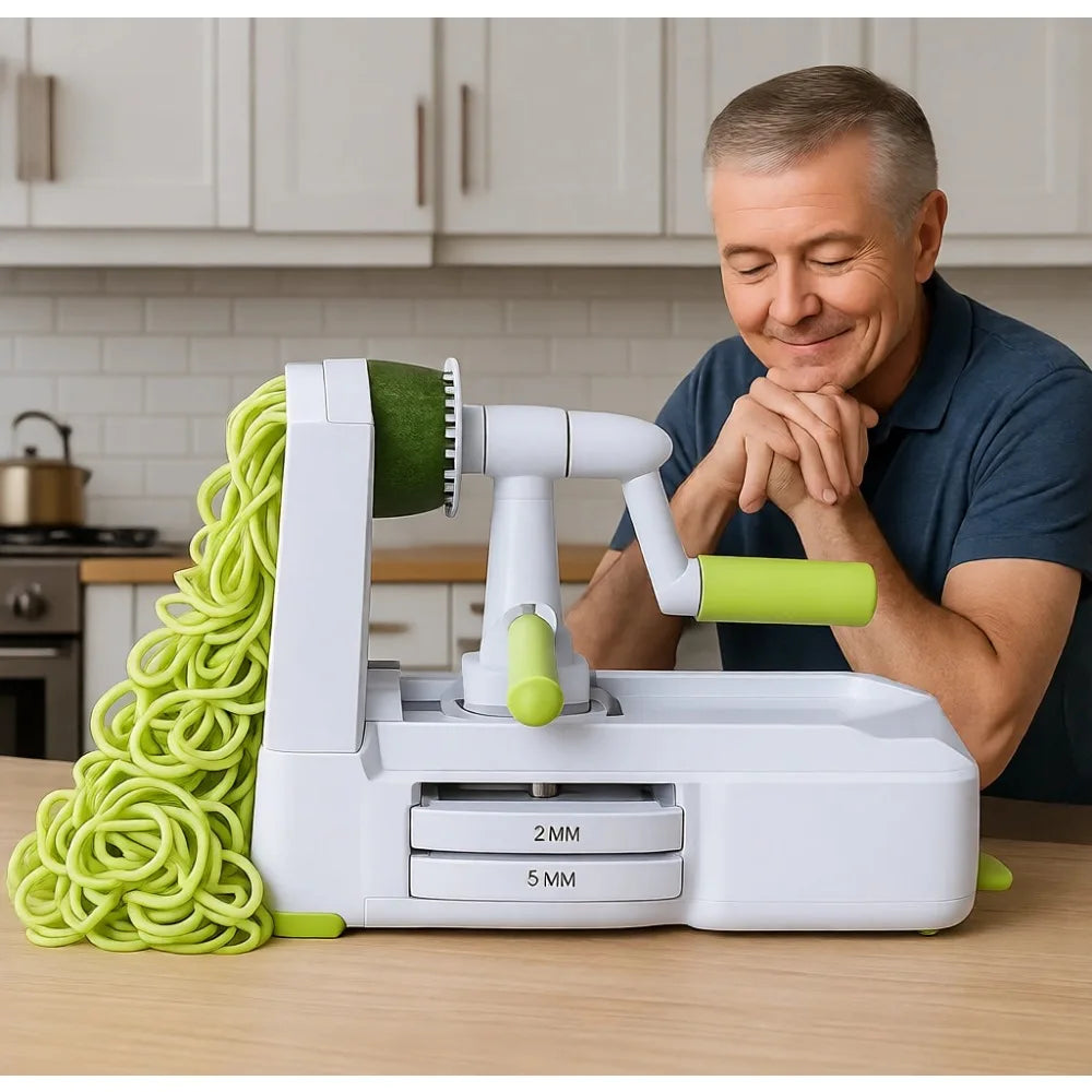 7-Blade Vegetable Spiralizer with Container and Suction Cup | Zucchini Noodle Maker for Low Carb Vegan Meals