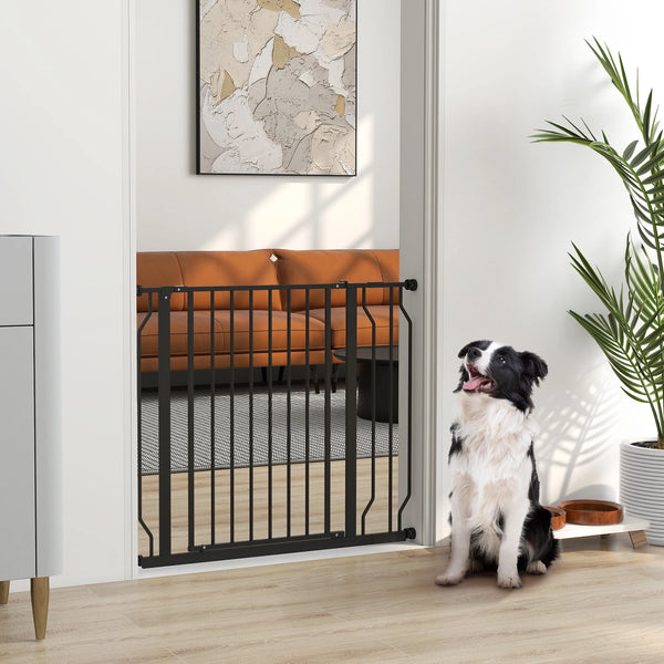 Pressure-Fit Pet Safety Gate with Door, 75–95cm Wide, Black