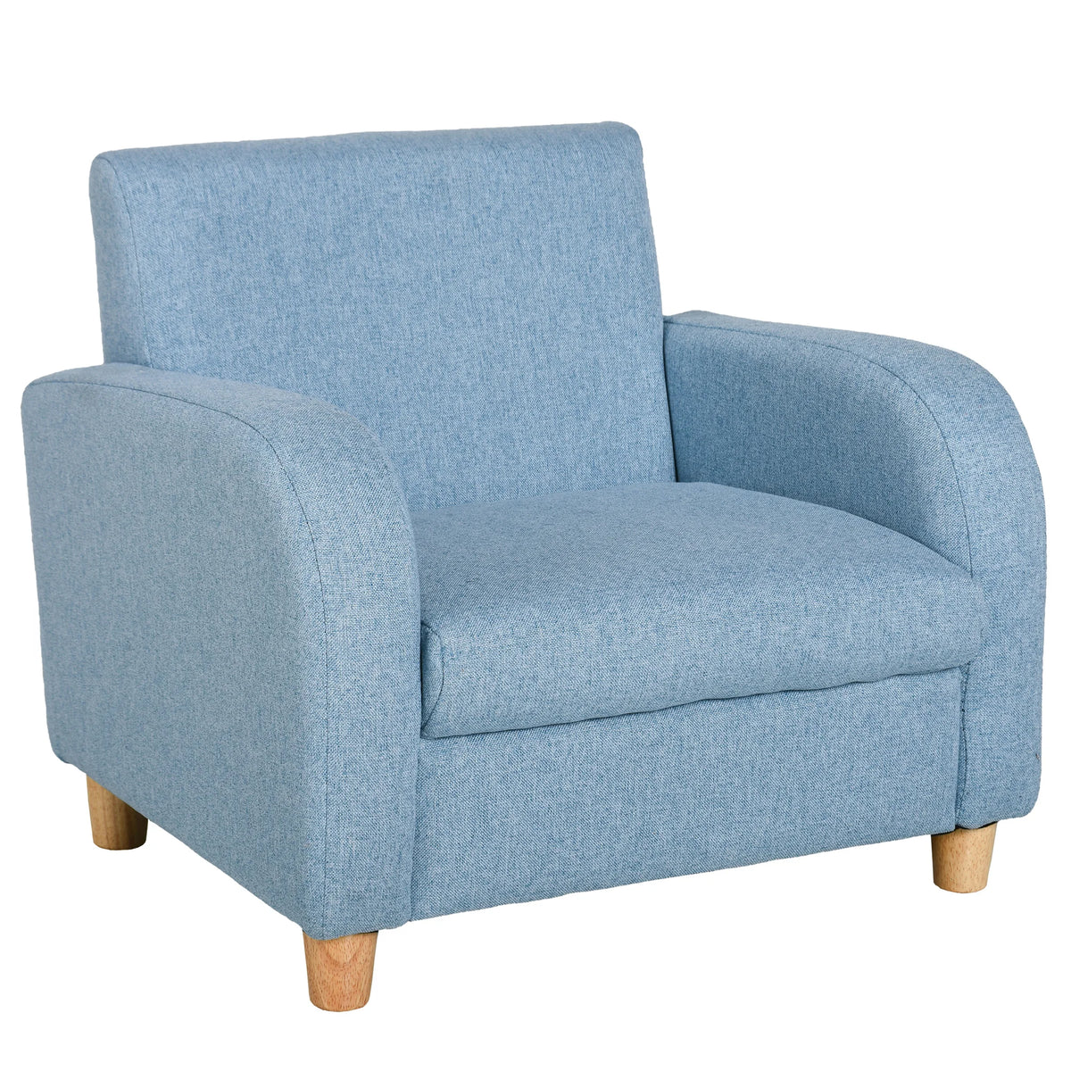 Kids Armchair with Wood Frame High Armrests Linen Upholstery and Anti Slip Stump Feet for Playroom