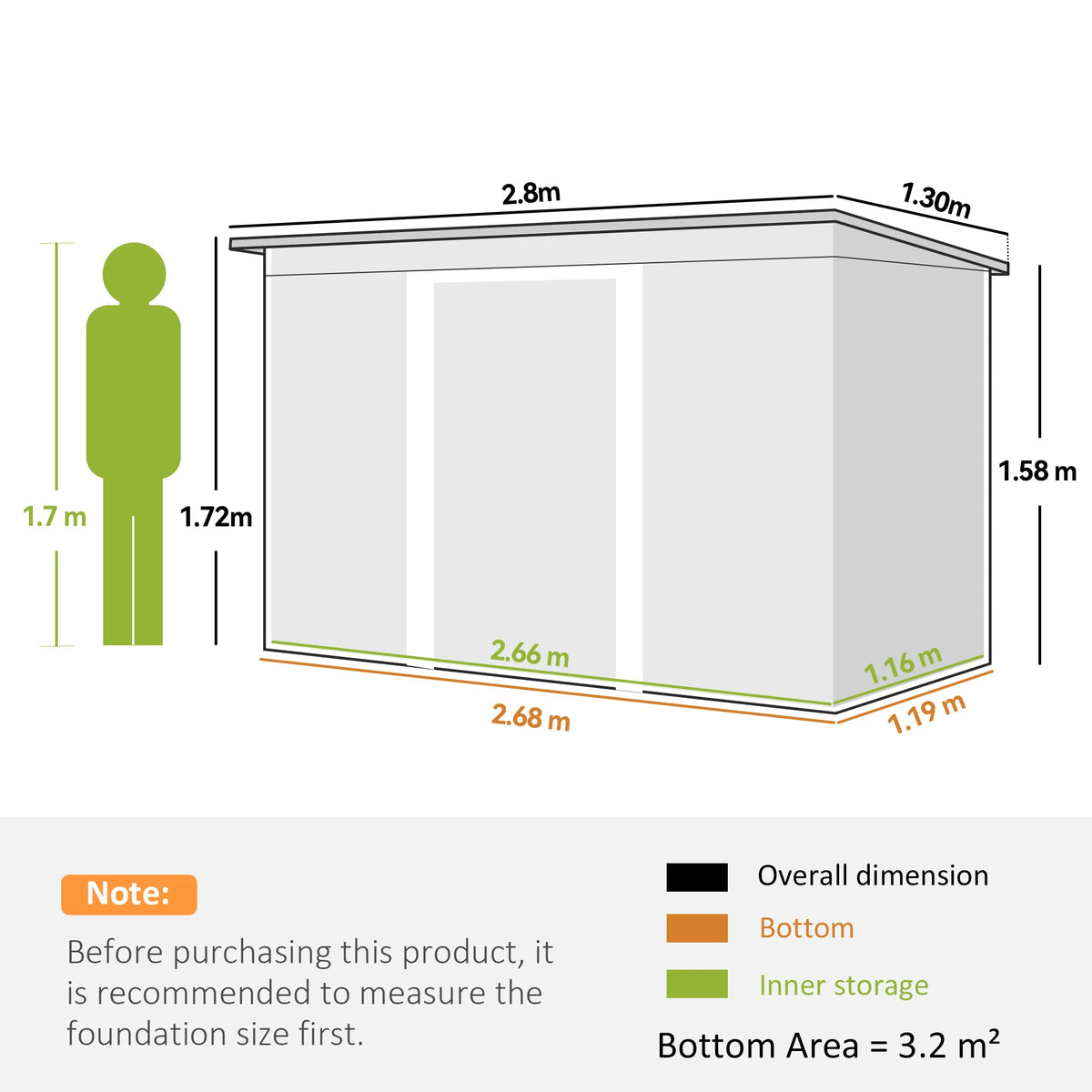 9 x 4ft Metal Garden Shed with Lockable Sliding Doors and Foundation Kit, Light Grey