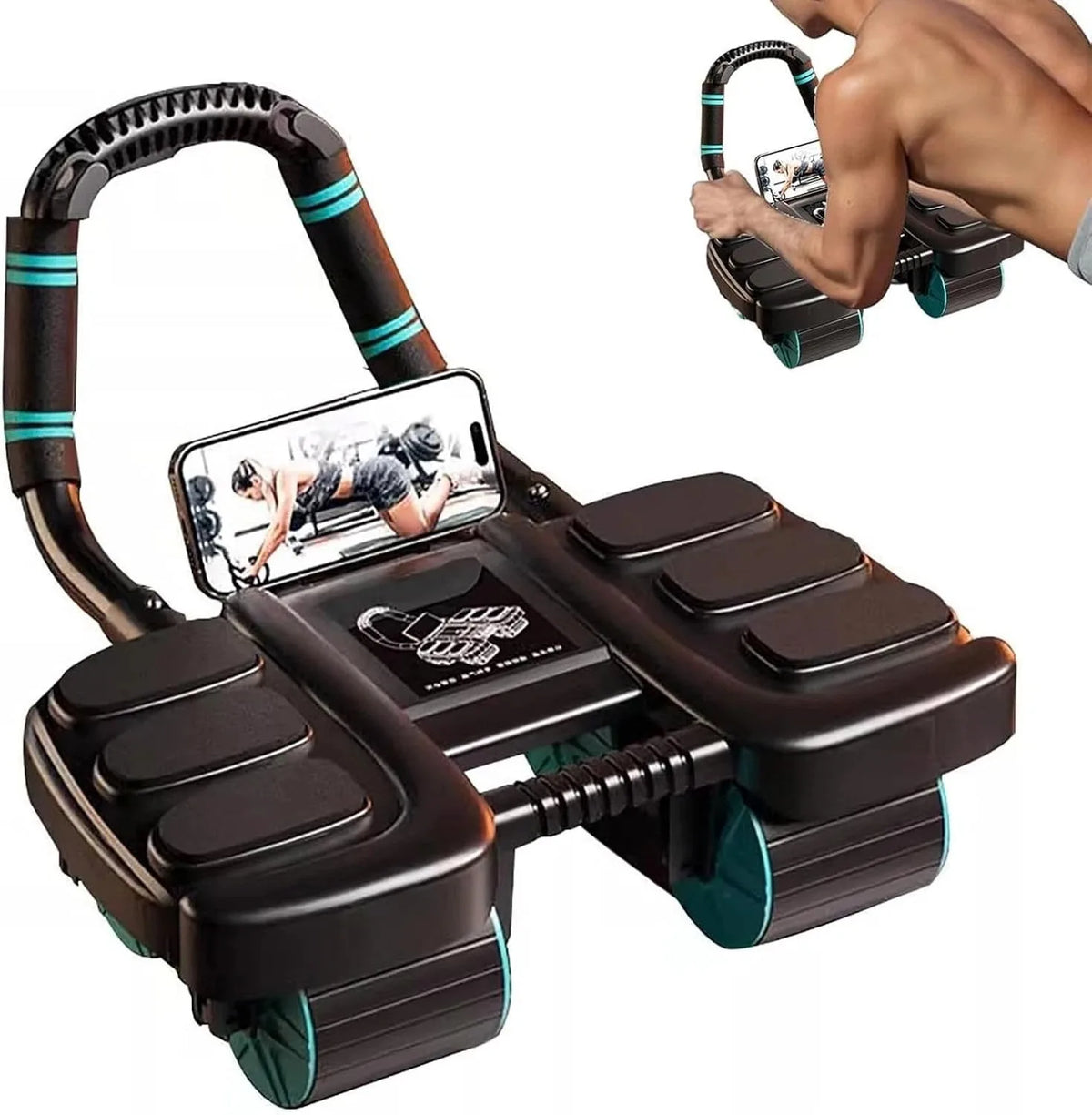 Automatic Rebound Ab Roller with Elbow Support and Brake 360x270x140mm Quiet Core Trainer Plastic Rubber