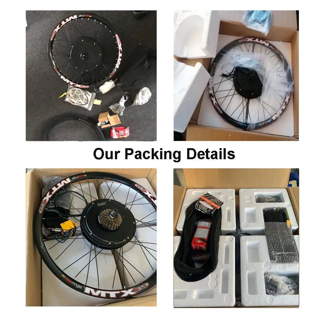 48V 1000W or 1500W Rear Wheel E-Bike Conversion Kit with Optional 48V 25Ah Battery, 26", 27.5" and 29"