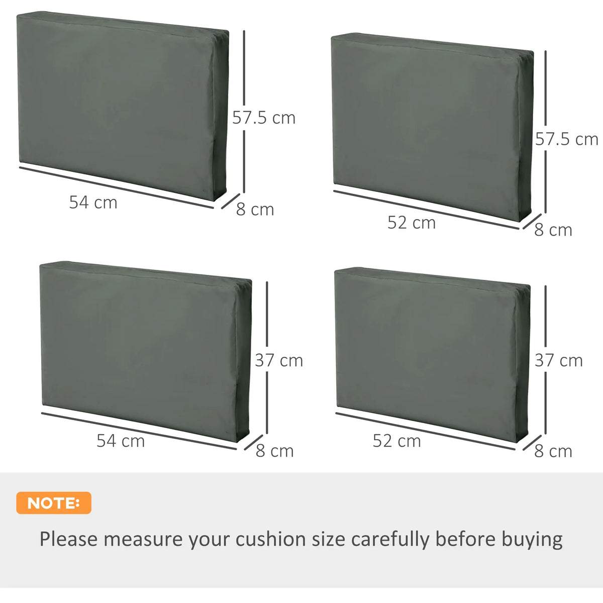 Replacement Rattan Furniture Cushion Covers, Deep Grey
