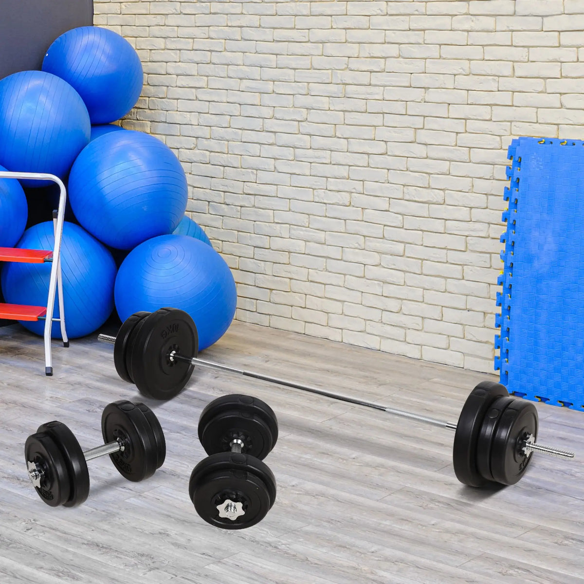 65kg Adjustable Barbell Weights Set, 2-in-1 Dumbbells and Barbell Set
