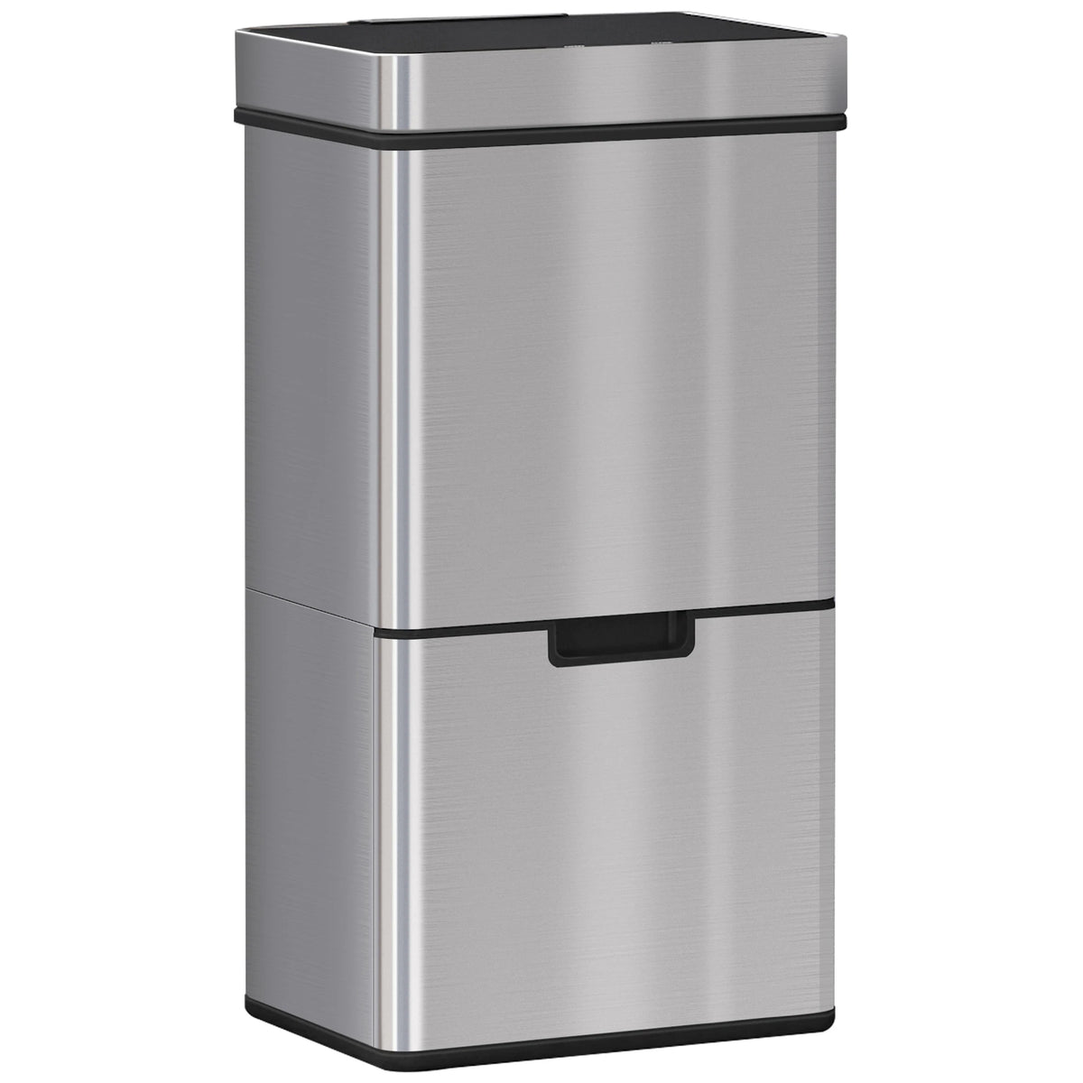 72L Motion Sensor Recycling Bin with 3 Compartments and Removable Lid, Silver