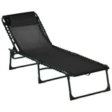 2 Piece Sun Lounger Set Folding Reclining Chaise Chair with 4 Position Backrest and Steel Frame for Beach Pool and Patio