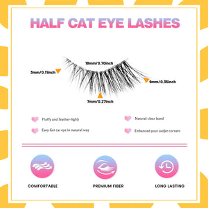 Half Eyelashes, Natural Appearance 10 Pairs of Thick Cat Eyelashes 10Mm Wispy Eyelashes with Short False Eyelashes 3D04-10F