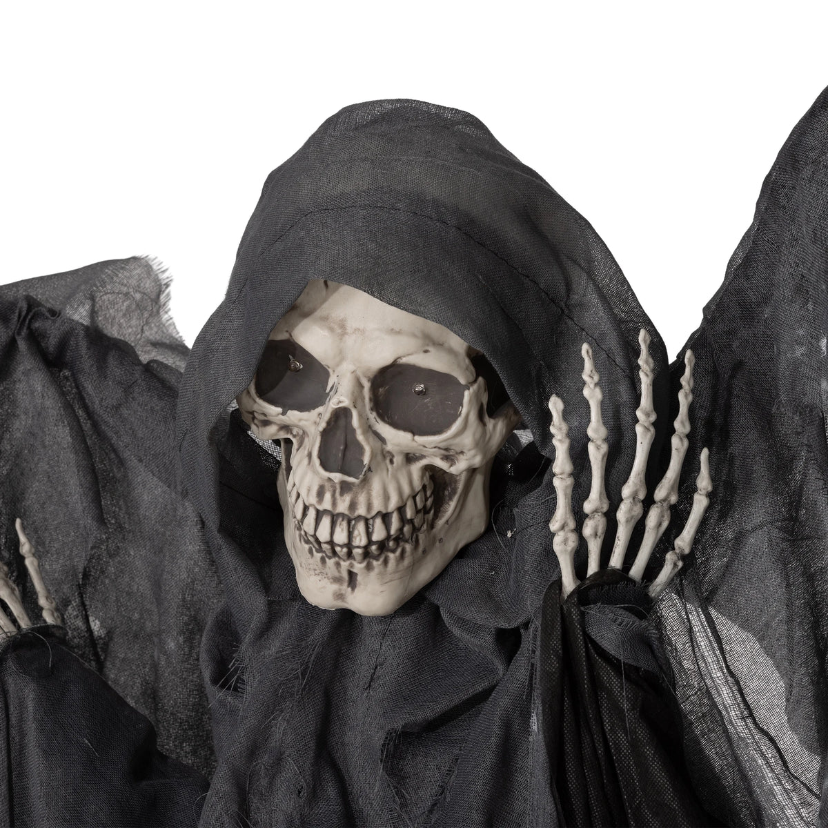 Red glowing eyes on a grim reaper animatronic