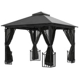3 x 3m Garden Gazebo Party Tent with Double Tier Roof Mesh Curtains Ground Stakes and Metal Frame for Outdoor Events