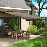 Electric Retractable Canopy Awning with Remote Control Manual Handle and Cassette Case for Patio Window and Door