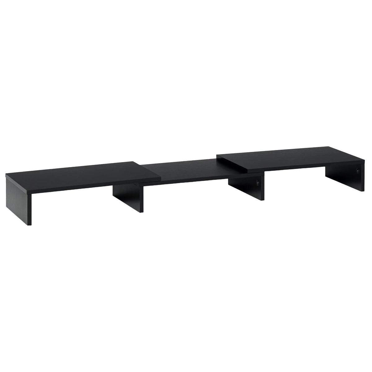 Dual Monitor Stand Riser with 3 Shelves, Adjustable Length and Angle, Black