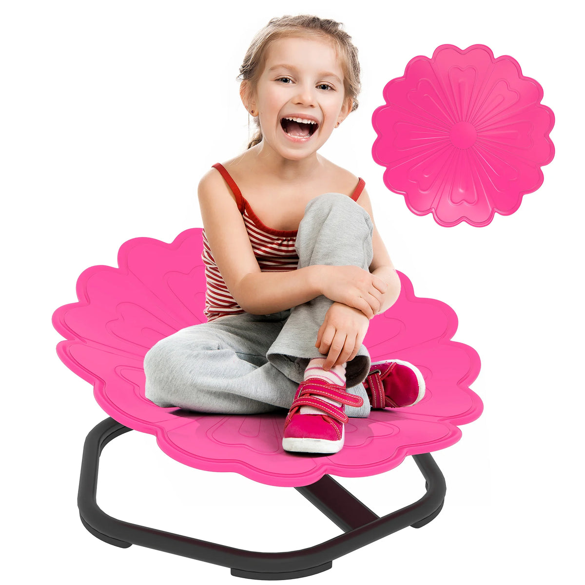 Sensory Spinning Chair for Kids 360 Degree Swivel Flower Shaped Seat with Anti Slip Strips Steel Base