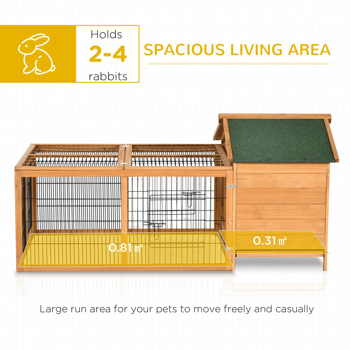 Wooden Rabbit Hutch with Extra Large Run Detachable Design Openable Roofs and Pull Out Tray