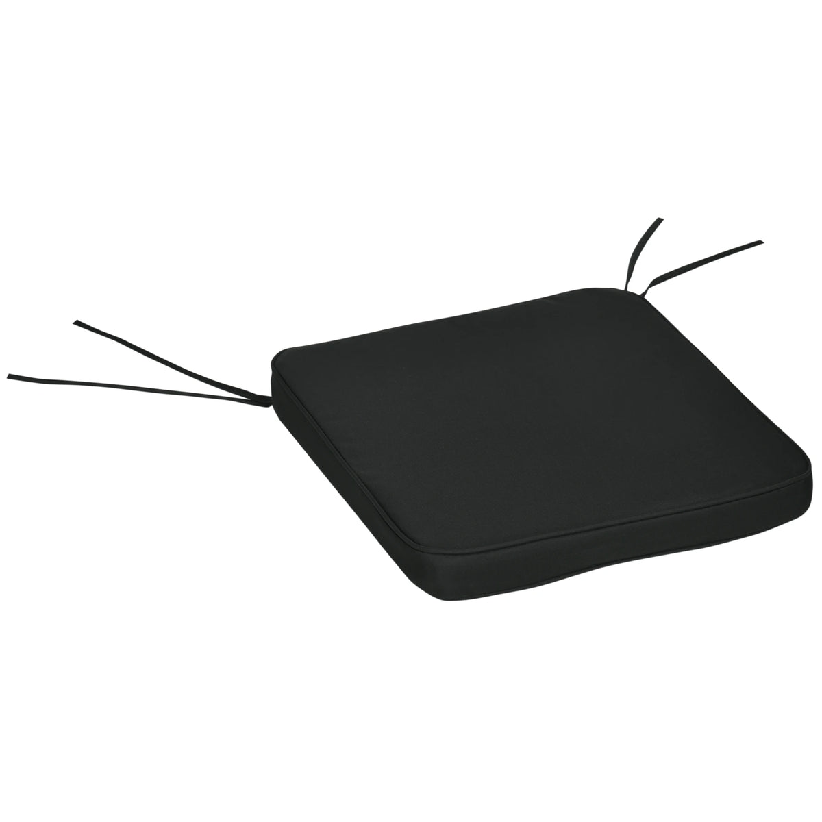 6-Piece Chair Cushion Seat Pads with Straps for Dining Chairs, Indoor & Outdoor, Black