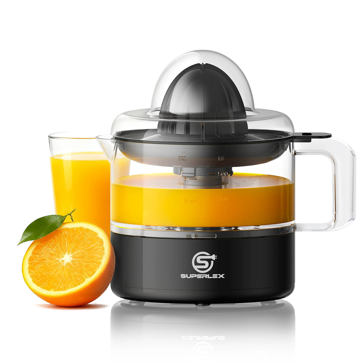 Electric Citrus Juicer 500ml with Two-Way Rotation 30W Motor Detachable Parts and Easy Clean Design for Oranges Lemons and Limes