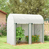 Walk-In Greenhouse with Zipped Roll-Up Doors Arched Top and Plastic Cover for Tomatoes and Climbing Plants