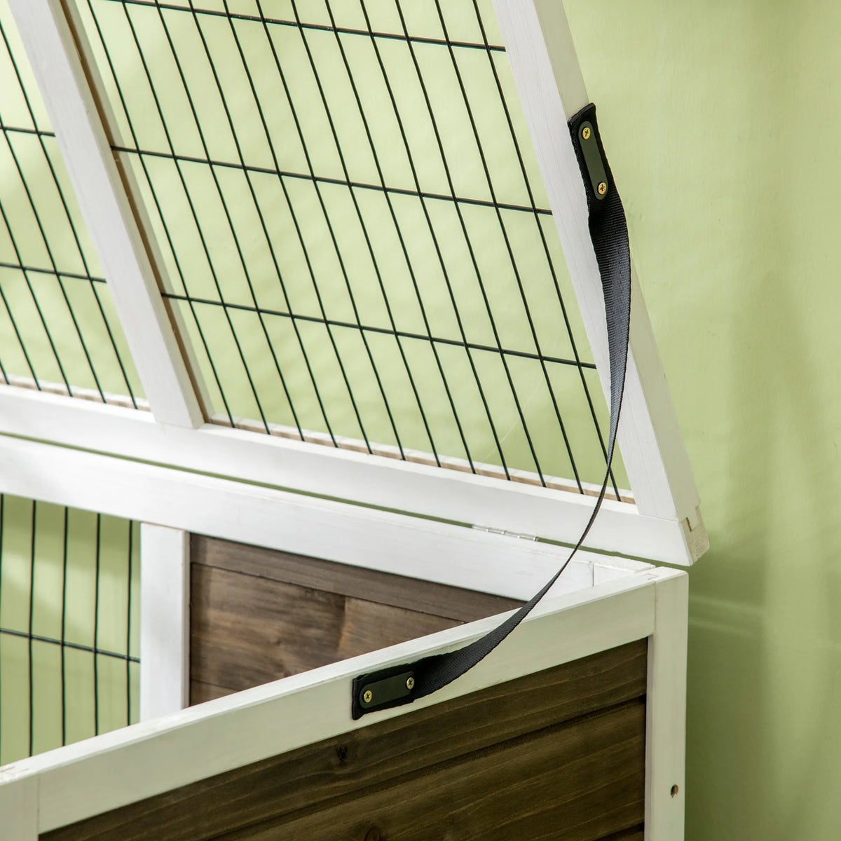 Wooden Rabbit Hutch with Openable Roof Removable Legs Steel Wire Run Ladder and Removable Tray