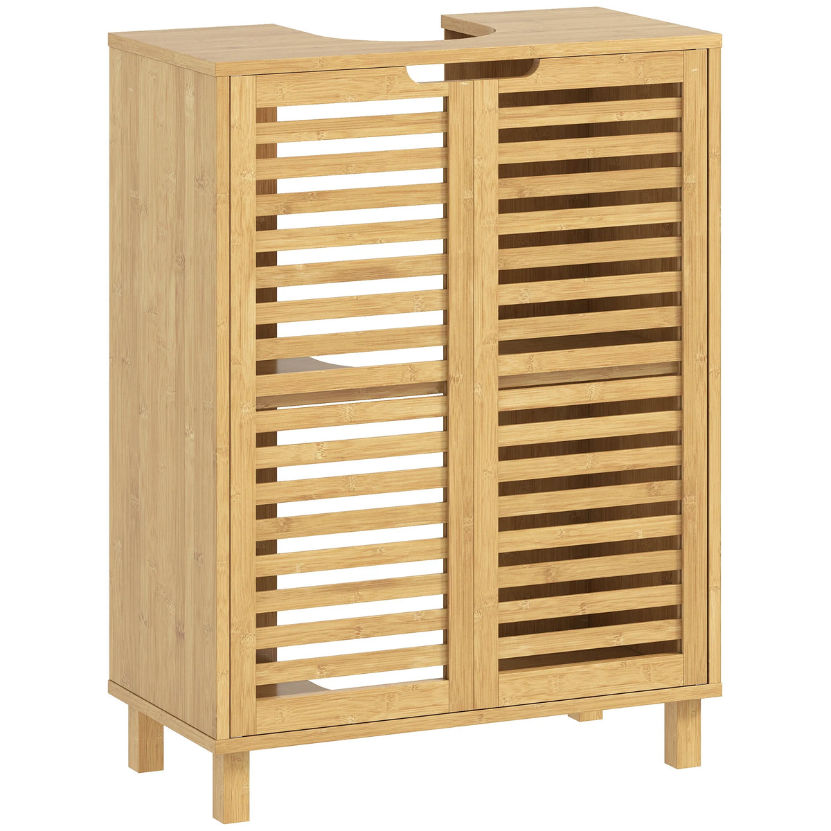 Bamboo Under Sink Bathroom Cabinet with Adjustable Shelf, Natural