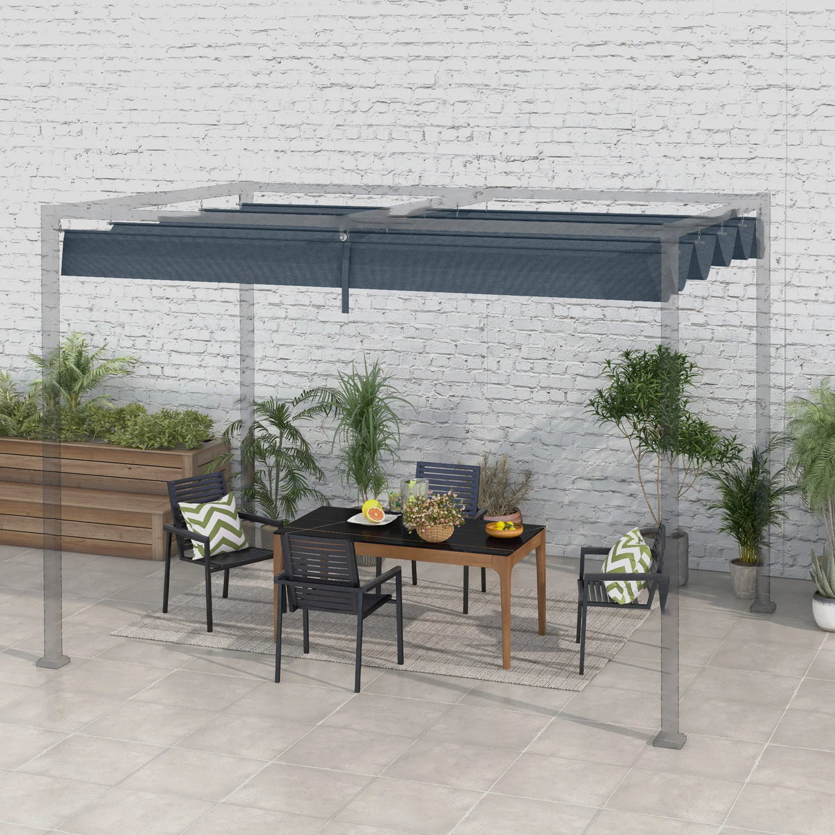Replacement Pergola Canopy Roof 2.86 x 2.45m, Sun Shade Cover Top Only, Dark Grey