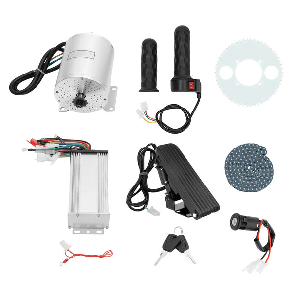 3kW Brushless DC Motor Kit 48–72V with Controller, Foot Pedal Throttle and Forward/Reverse Switch, IP33