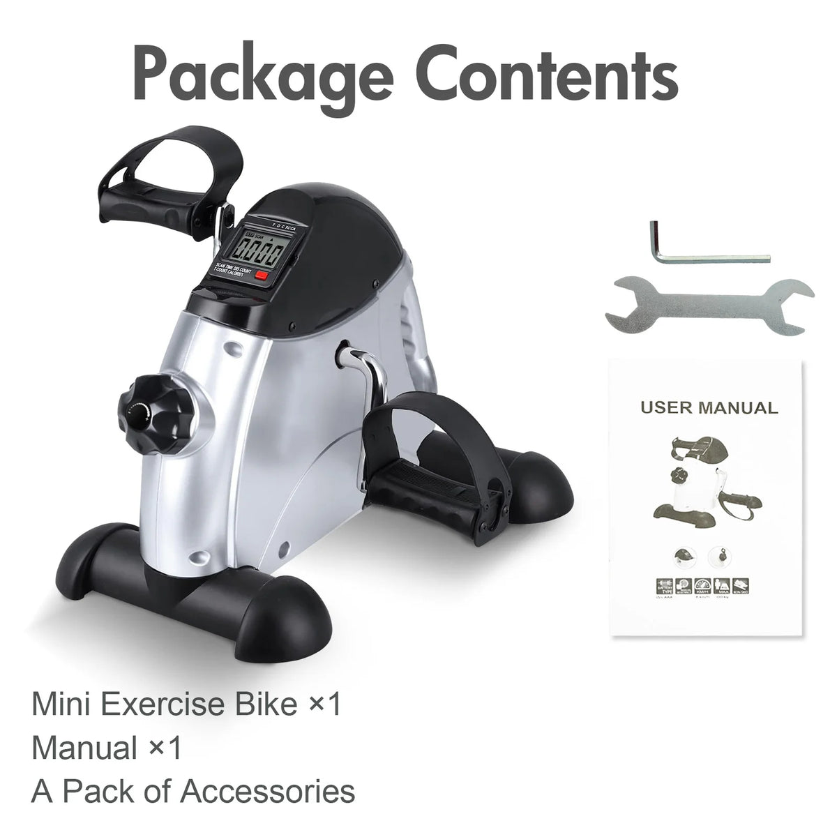 Mini Pedal Exercise Bike Under Desk Portable Cycle Trainer with LCD Display for Home Office