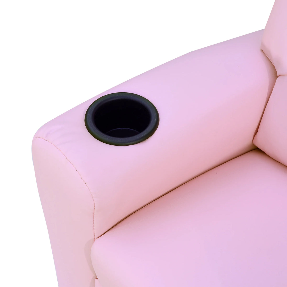 Kids Recliner Chair with Footrest and Cup Holder, PU Leather, Pink
